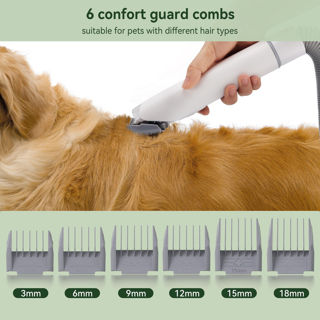 5 In 1 Pet Grooming Kit Vacuum Suction Professional Pet Hair Clipper, 1.5L Grooming Tools for Dogs Cats Pets, Dog Vacuum Brush for Shedding Grooming
