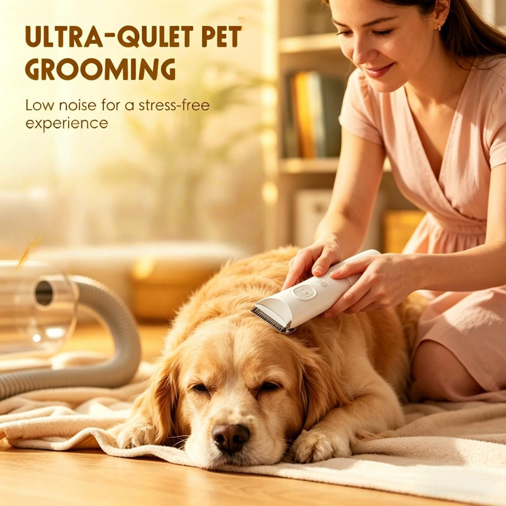 Dog Grooming Vacuum, 6-in-1 Kit with Pet Hair Clipper & Shedding Brush, Low Noise for Home Use(Q)