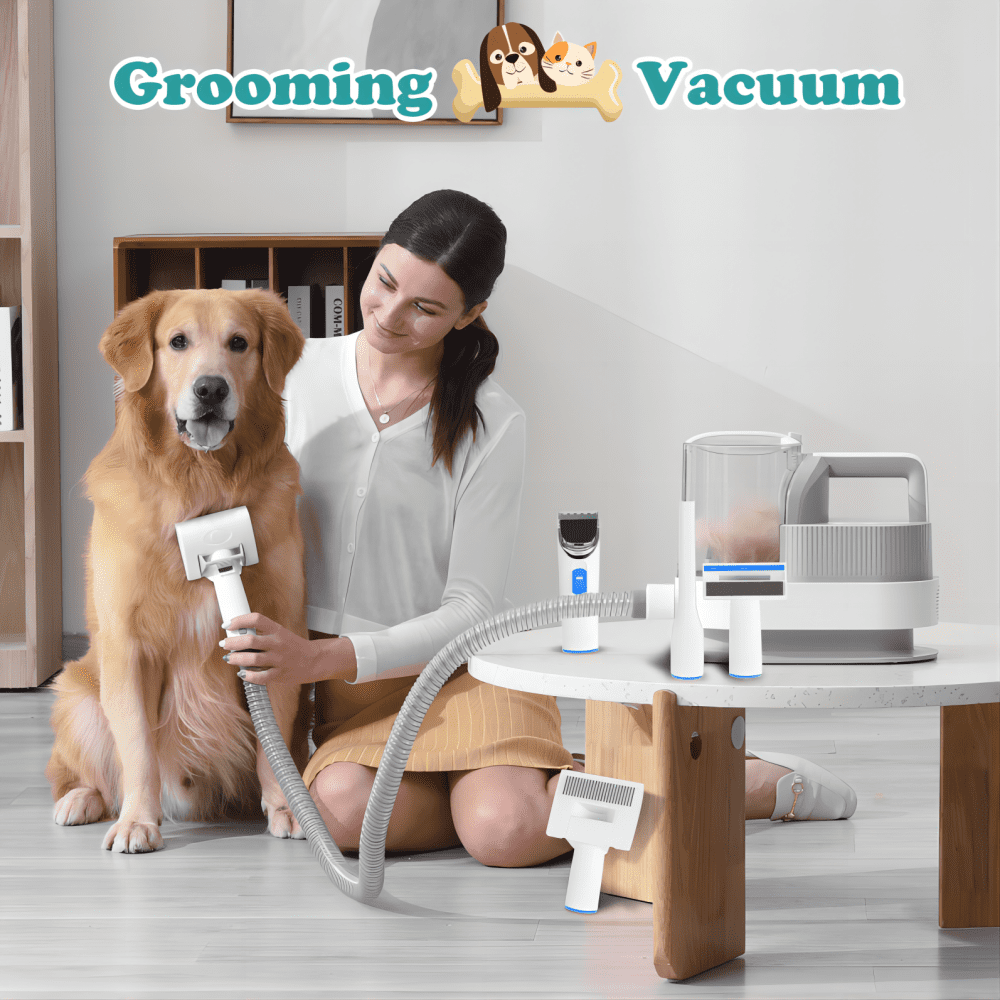 acdanc  Pet Clipper Grooming Kit with Vacuum Suction and Vacuum Picks Up 99% Pet Hair, 5 Grooming Tools, Low Noise Pet Grooming Vacuum with Dog Clippers,2.5L Large Capacity Pet Hair Collection Box
