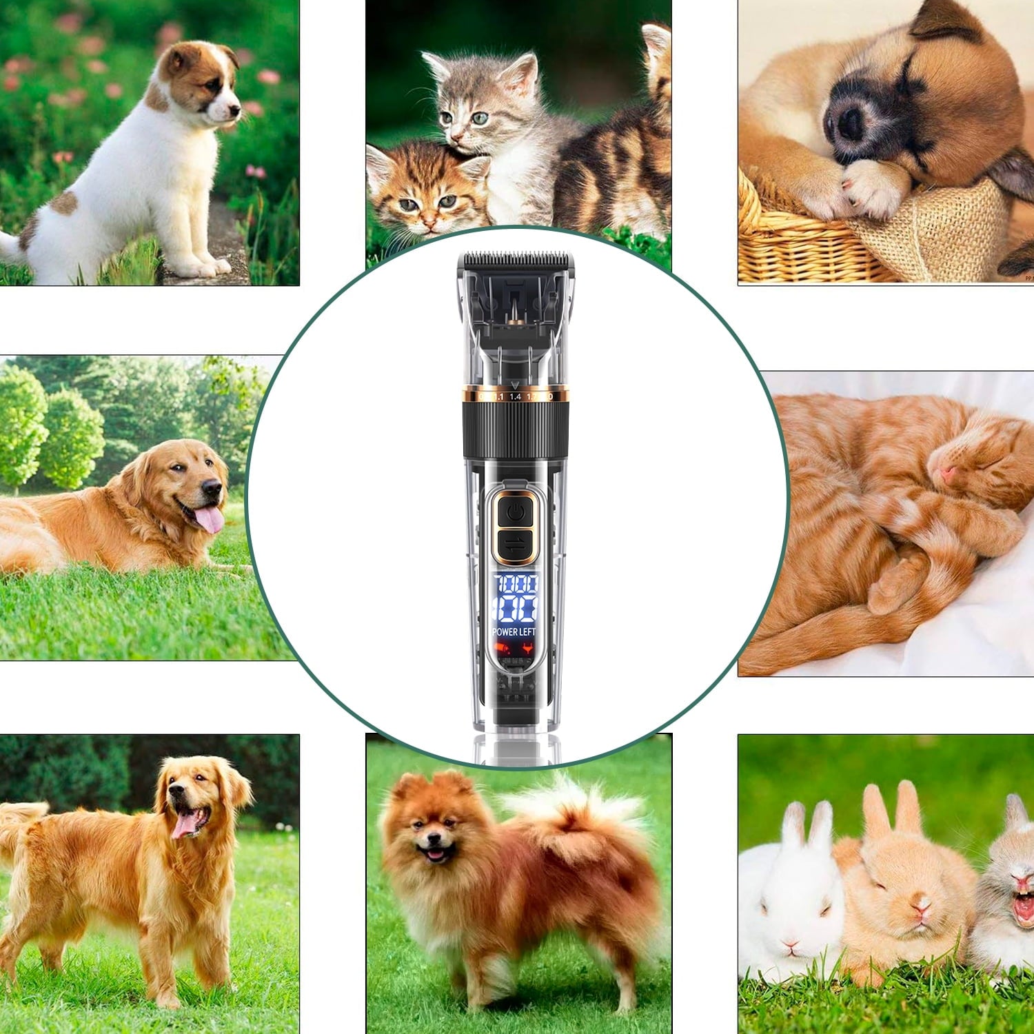 Dog Clippers, Cordless Rechargeable Dog Hair Clippers, Low Noise Electric Dog Grooming Kit for Dogs & Pets with Thick or Heavy Coats