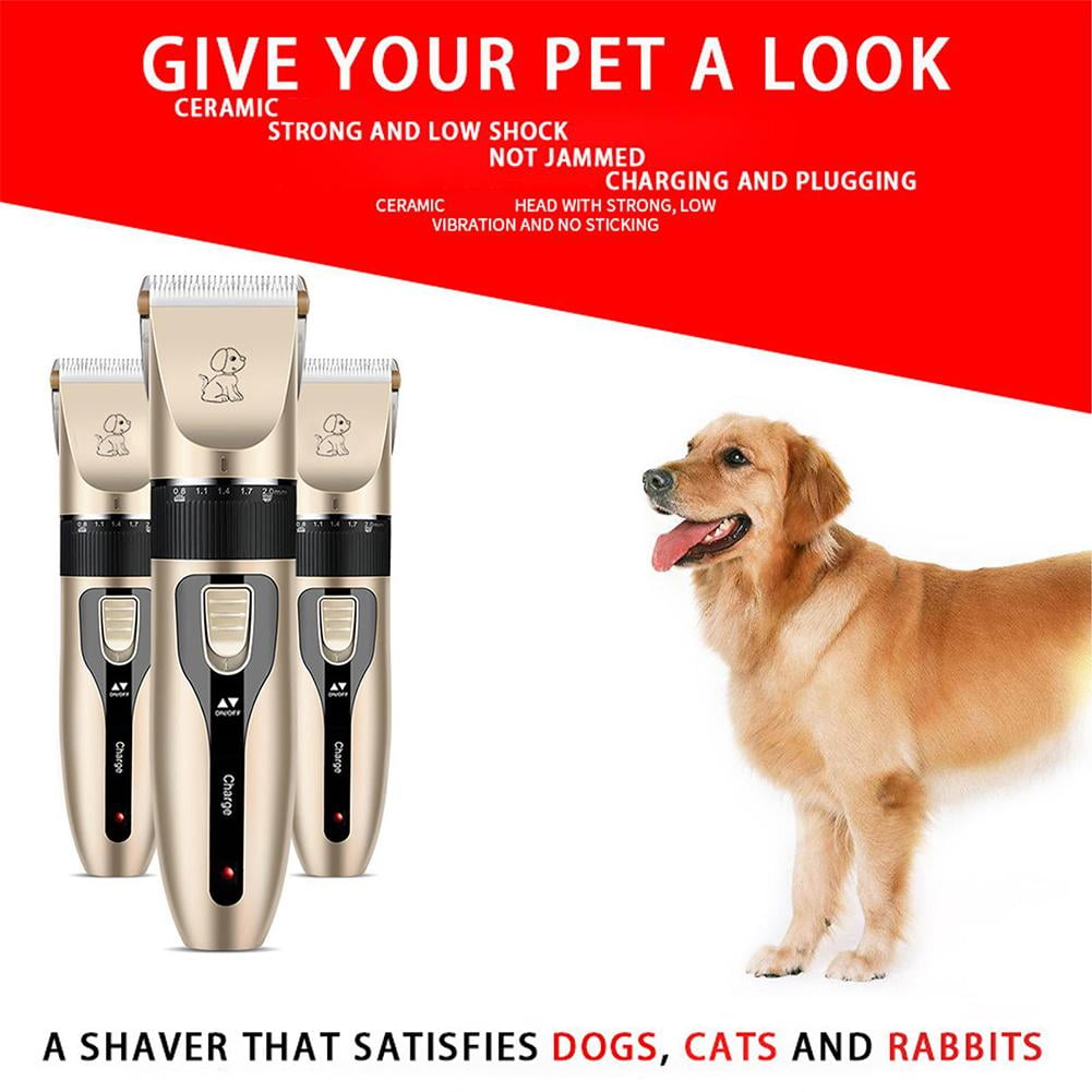 QHUDLV Dog Grooming Kit Clippers,Dog Shaver Clippers,Pet Hair Thick Coats Clippers Trimmers Set,Low Noise Rechargeable Cordless Electric Quiet Hair Clippers Set for Dogs Cats Pets B1R7