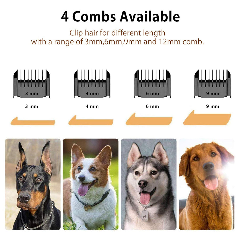 Somnr Electric Quiet Dog Hair Trimmer Set, Professional Rechargeable Cordless Cat Shaver and Low Noise Pet Grooming Kit Dog Hair Clippers Tool with Scissors Combs