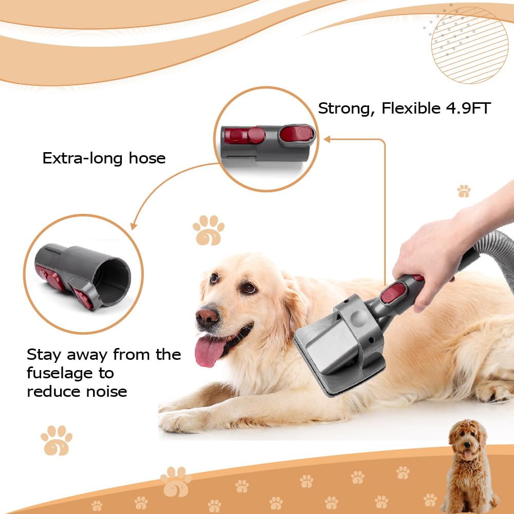 Pet Grooming Kit - Compatible with Dy*son V7, V8, V10, V11, V12, V15 (Vacuum Not Included) - Brush Hair Remover for Dogs and Cats, Deshedding Tools, Undercoat Fur - Mess free Shedding Comb Kit