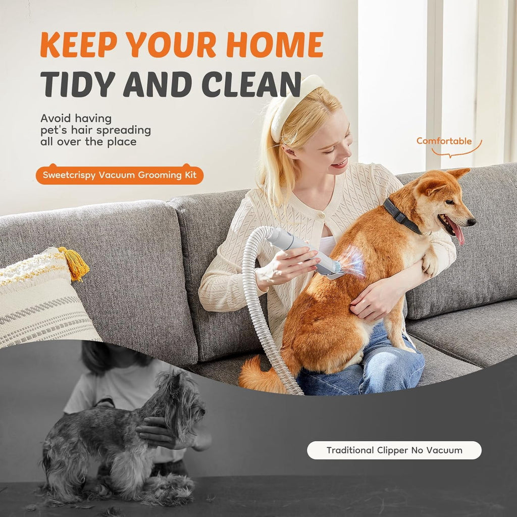 2.5L Cup Professional Pet Grooming Vacuum Kit, 3 Suction Modes and 5 Groomer Tools with Cordless Low Noise Dog Clippers for Cats, Other Animals Hair Trimmer
