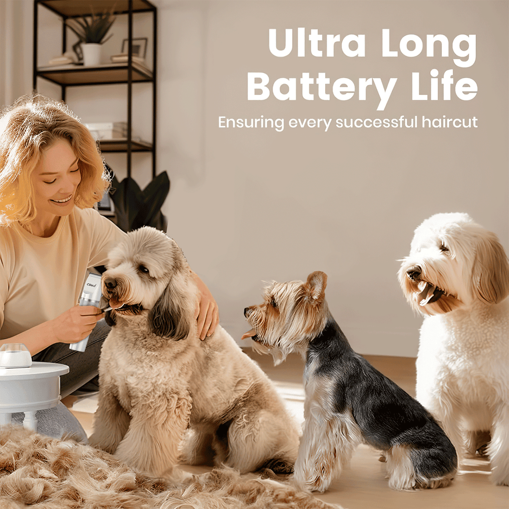 Dog Clippers for Thick Heavy Coats, Low Noise Rechargeable Cordless Pet Shaver with Stainless Steel Blade, Waterproof Dog Grooming Kit for Dogs Pets and Animals, White