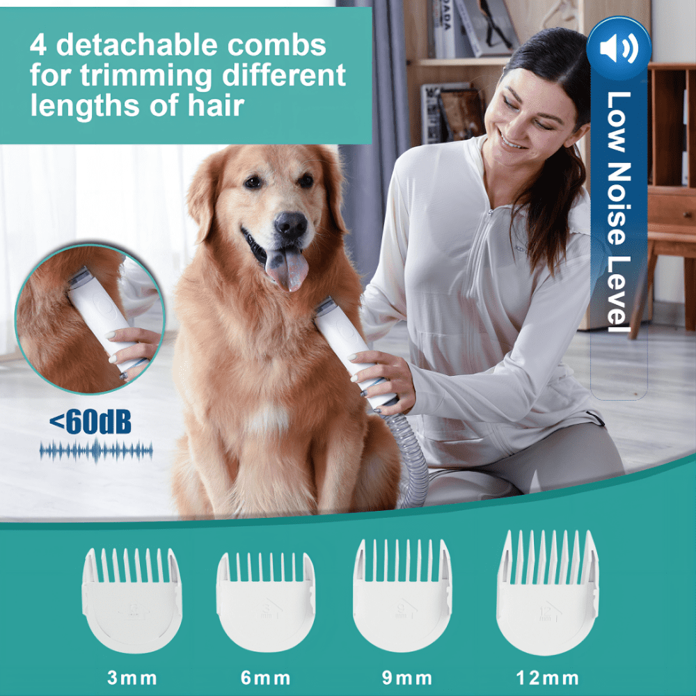 acdanc  Pet Clipper Grooming Kit with Vacuum Suction and Vacuum Picks Up 99% Pet Hair, 5 Grooming Tools, Low Noise Pet Grooming Vacuum with Dog Clippers,2.5L Large Capacity Pet Hair Collection Box