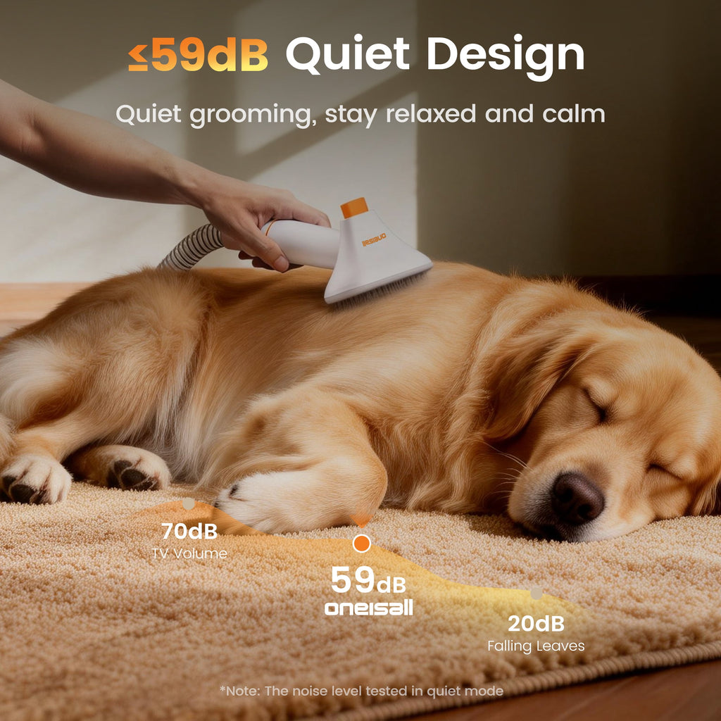 Oneisall LM6 15000Pa Dog Grooming Vacuum for Shedding 99% Pet Hair, 9-in-1 400W Dog Grooming Kit with 2L Dust Cup & Grooming Tools, Pet Hair Vacuum Cleaners for Home, Orange