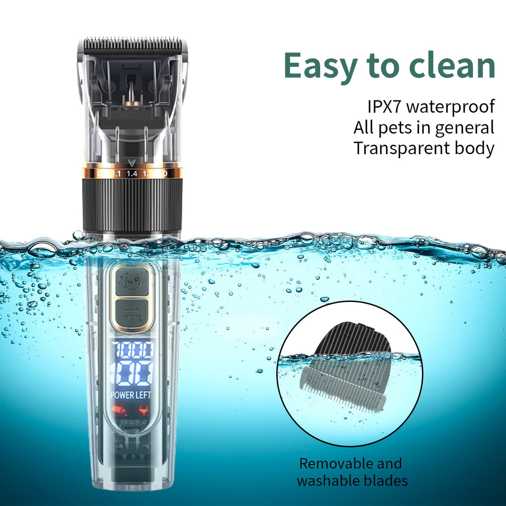 Dog Clippers, Cordless Rechargeable Dog Hair Clippers, Low Noise Electric Dog Grooming Kit for Dogs & Pets with Thick or Heavy Coats