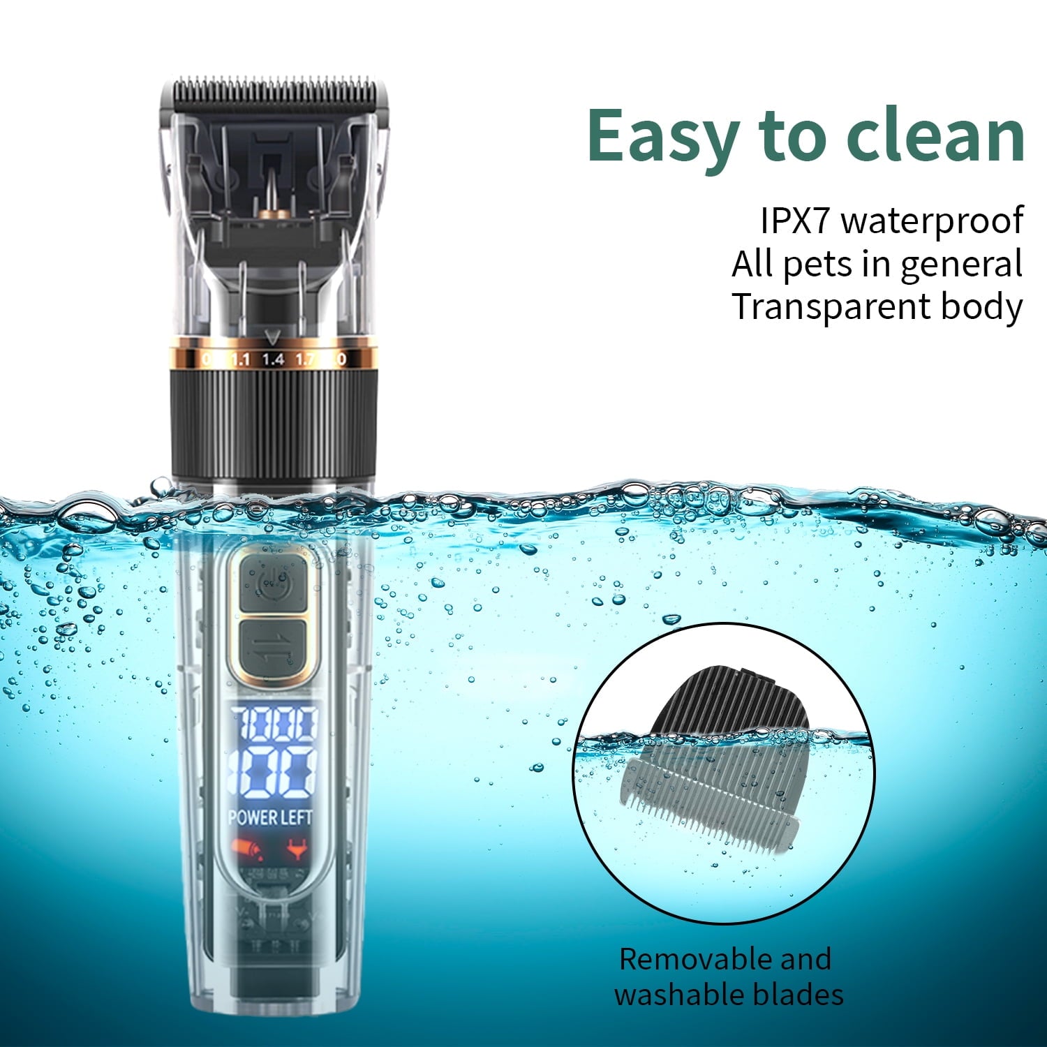 Dog Clippers, Cordless Rechargeable Dog Hair Clippers, Low Noise Electric Dog Grooming Kit for Dogs & Pets with Thick or Heavy Coats