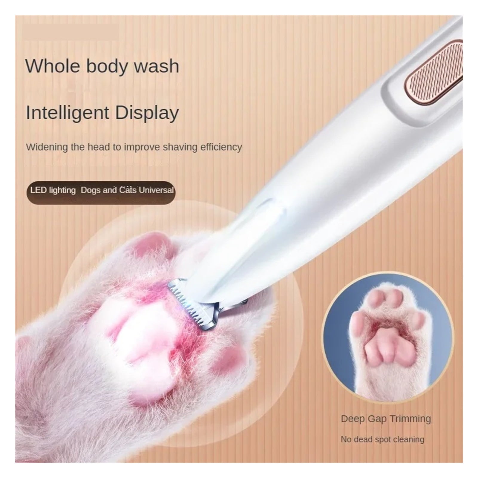 Dog Paw Trimmer Light Fully Waterproof Pet Hair Trimmer Display Dog Clippers for Grooming ,Low Noise Pet Groomig Kit