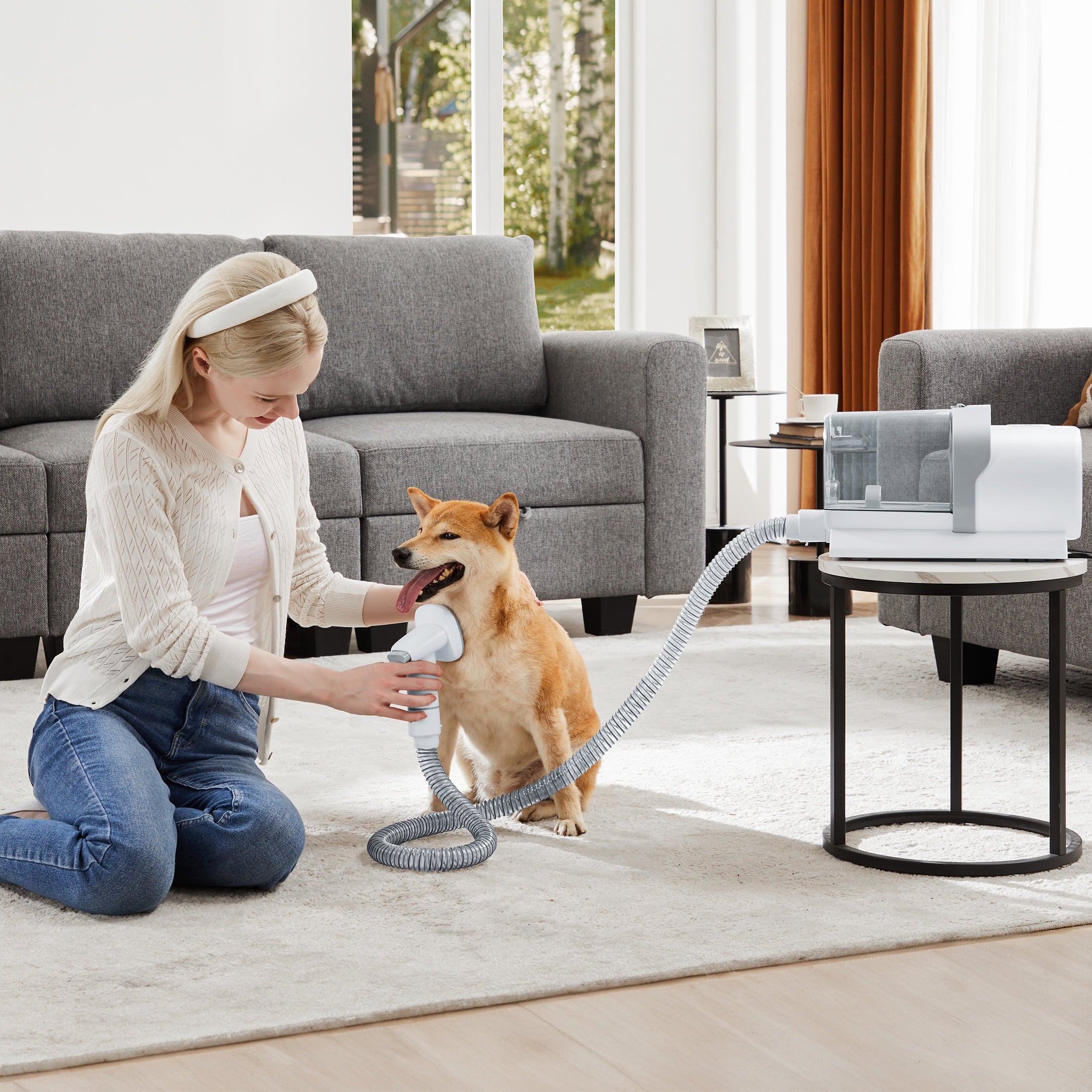 Sellary Dog Grooming Kit, Powerful Suction Pet Grooming Vacuum with 2.5 L Dust Cup, Low Noise,for Dogs Cats Pet Hair Cleaning,Grey