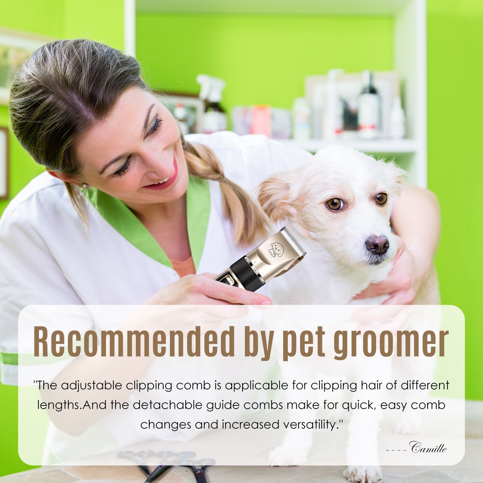 Cordless Dog Grooming Kit, Dog Clippers, Professional Quiet Electric Pets Hair Trimmers