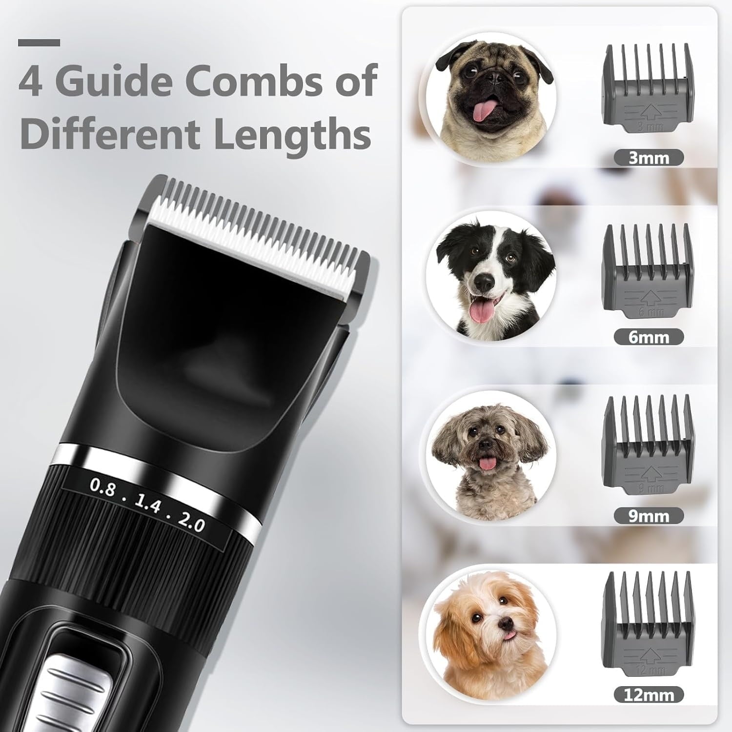 "Dog Clippers Grooming Kit Hair Clipper -4 in 1Low Noise -Rechargeable-Cordless Quiet Paw Trimmer Nail Grinder, Trimmer Grooming for Thick Hair&Coats,Pet Shaver for Small and Large Dogs Cats "