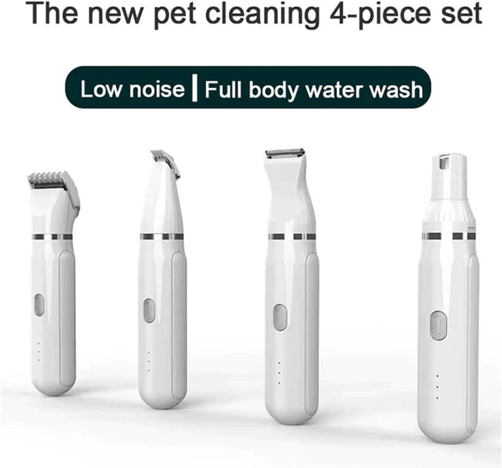 Petstyle Pro 4 Different Blades, Lettuce Pets Grooming Set, Pet Style Pro 4 Different Blades, Dog Grooming Kit, 4 in 1 Cordless Electric Trimmer, Low Noise USB Rechargeable (White)