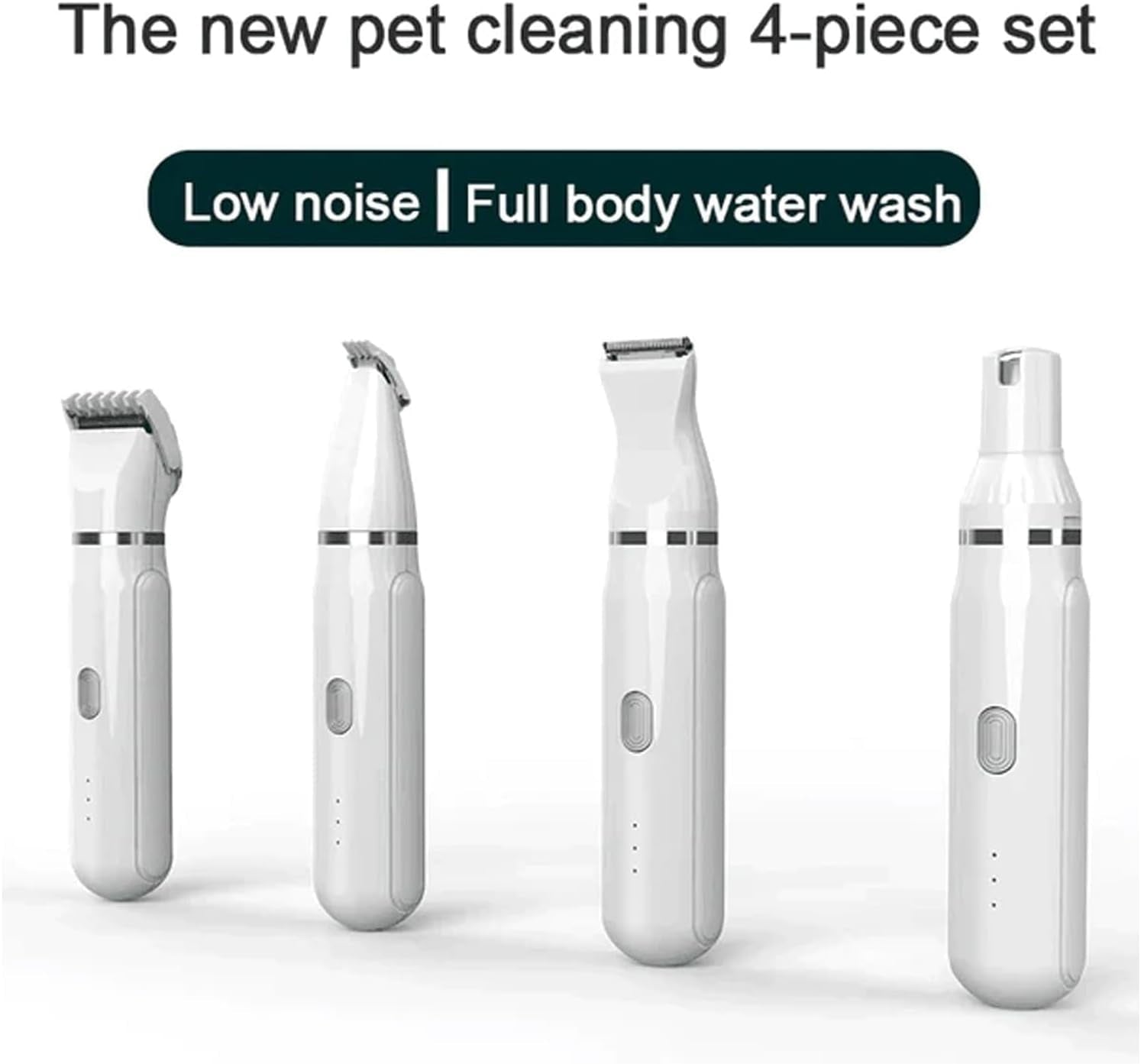 Petstyle Pro 4 Different Blades, Lettuce Pets Grooming Set, Pet Style Pro 4 Different Blades, Dog Grooming Kit, 4 in 1 Cordless Electric Trimmer, Low Noise USB Rechargeable (White)