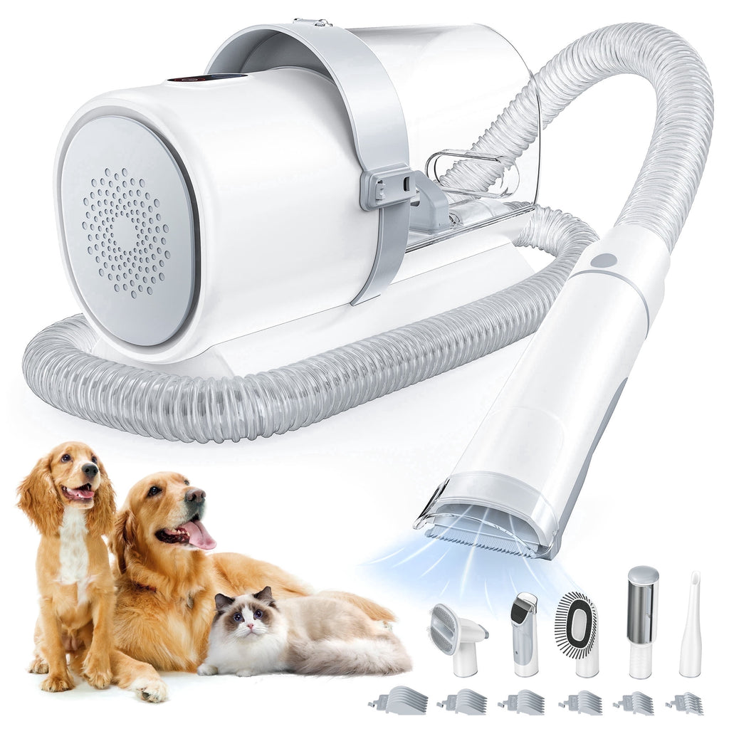 edx Dog Grooming Kit, 2.5L Pet Hair Grooming Vacuum, 5-In-1 Electric Clippers Cleaning Sets For Dog/Cat/Other Animals, White