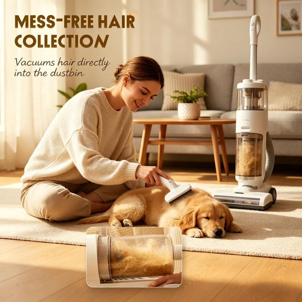 Dog Grooming Vacuum, 6-in-1 Kit with Pet Hair Clipper & Shedding Brush, Low Noise for Home Use(Q)