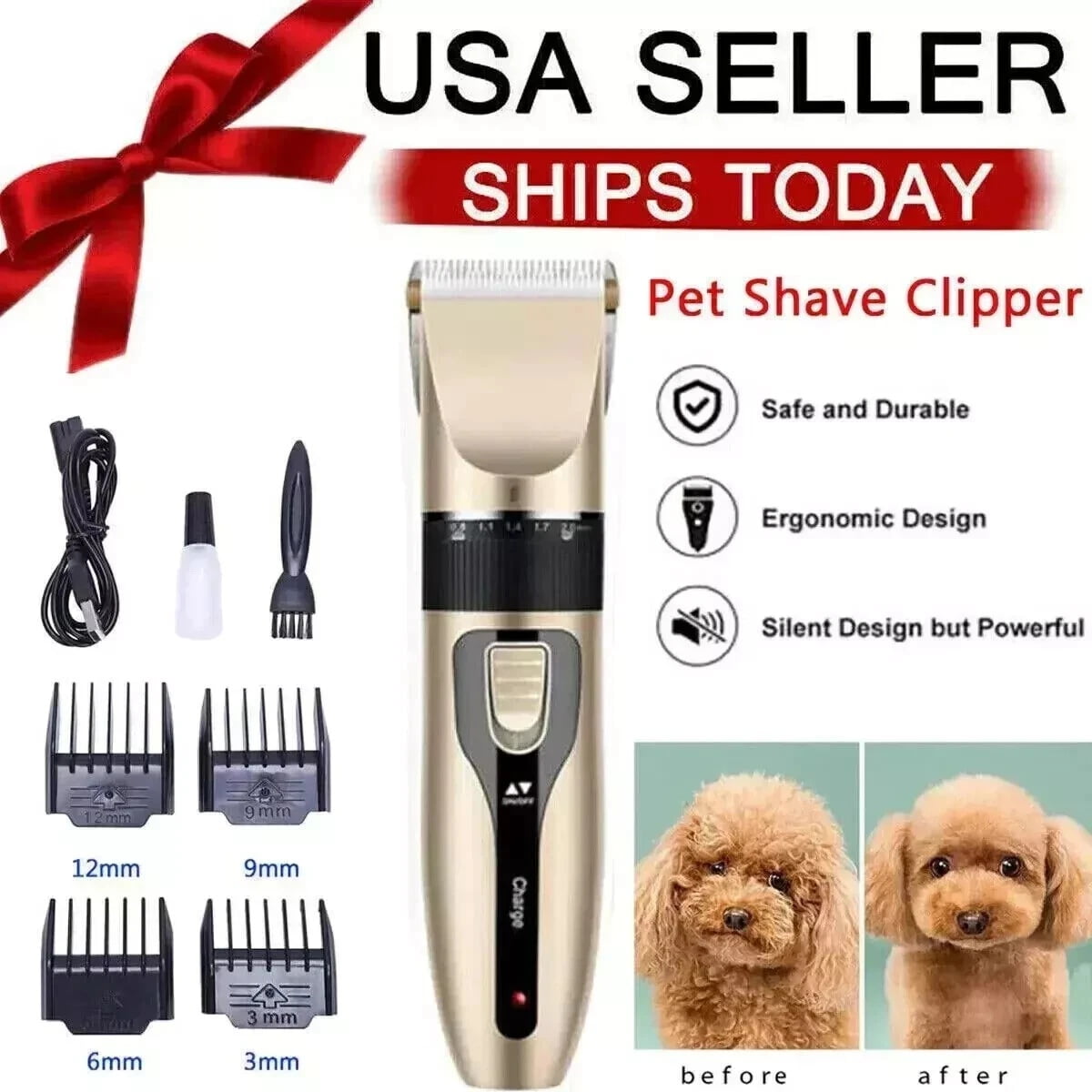 Rechargeable Cordless Dogs Cats Horse Grooming Clippers - Professional Pet Hair Clippers with Comb Guides for Dogs Cats Horses and Other House Animals Pet Grooming Kit