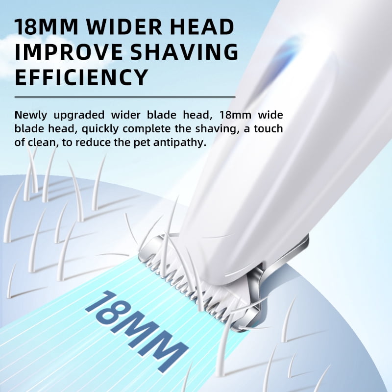 New Dog Paw Trimmer with LED Light Fully Waterproof Pet Hair Trimmer with LED Display Dog Clippers for Grooming 18mm Widen Blade