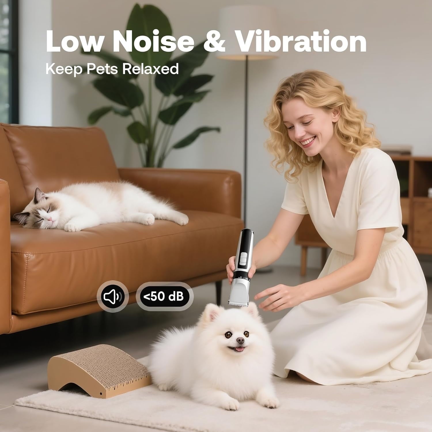 Dog Hair Clippers for Grooming Kit and Dog Paw Trimmer Nail Grinder for Grooming, Low Noise Rechargeable Cordless, Shaver Grooming Supplies for Pet Cats Dogs