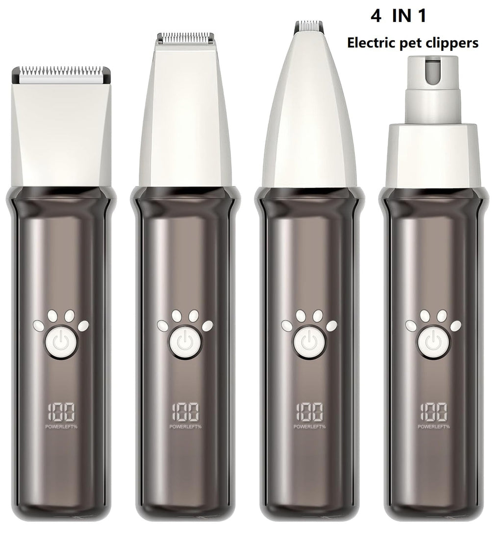 VANECL 4 in 1 Dog Grooming Clippers Kit with LED Display,Waterproof Dog Clippers Cordless for thick hair,Low Noise Dog Hair Trimmer for Dogs Cats Animals