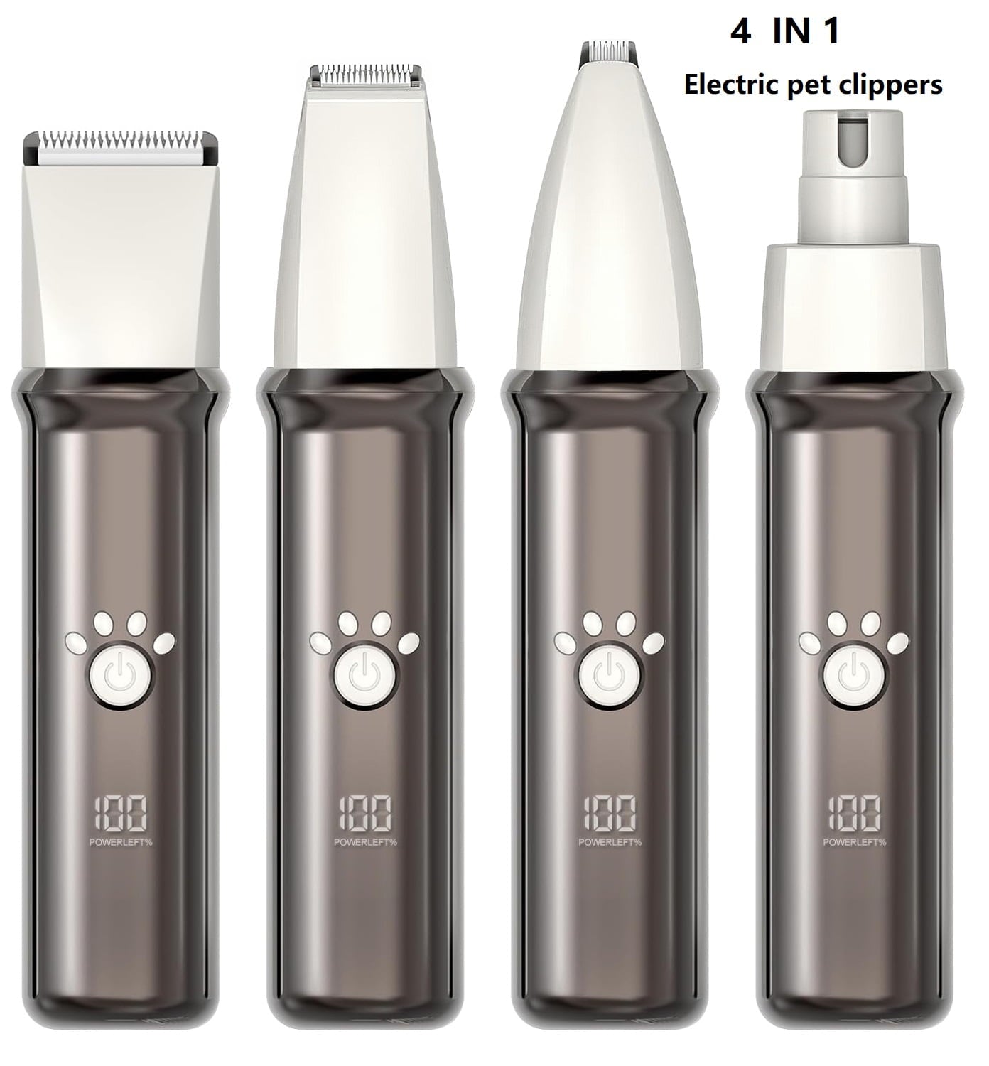 VANECL 4 in 1 Dog Grooming Clippers Kit with LED Display,Waterproof Dog Clippers Cordless for thick hair,Low Noise Dog Hair Trimmer for Dogs Cats Animals