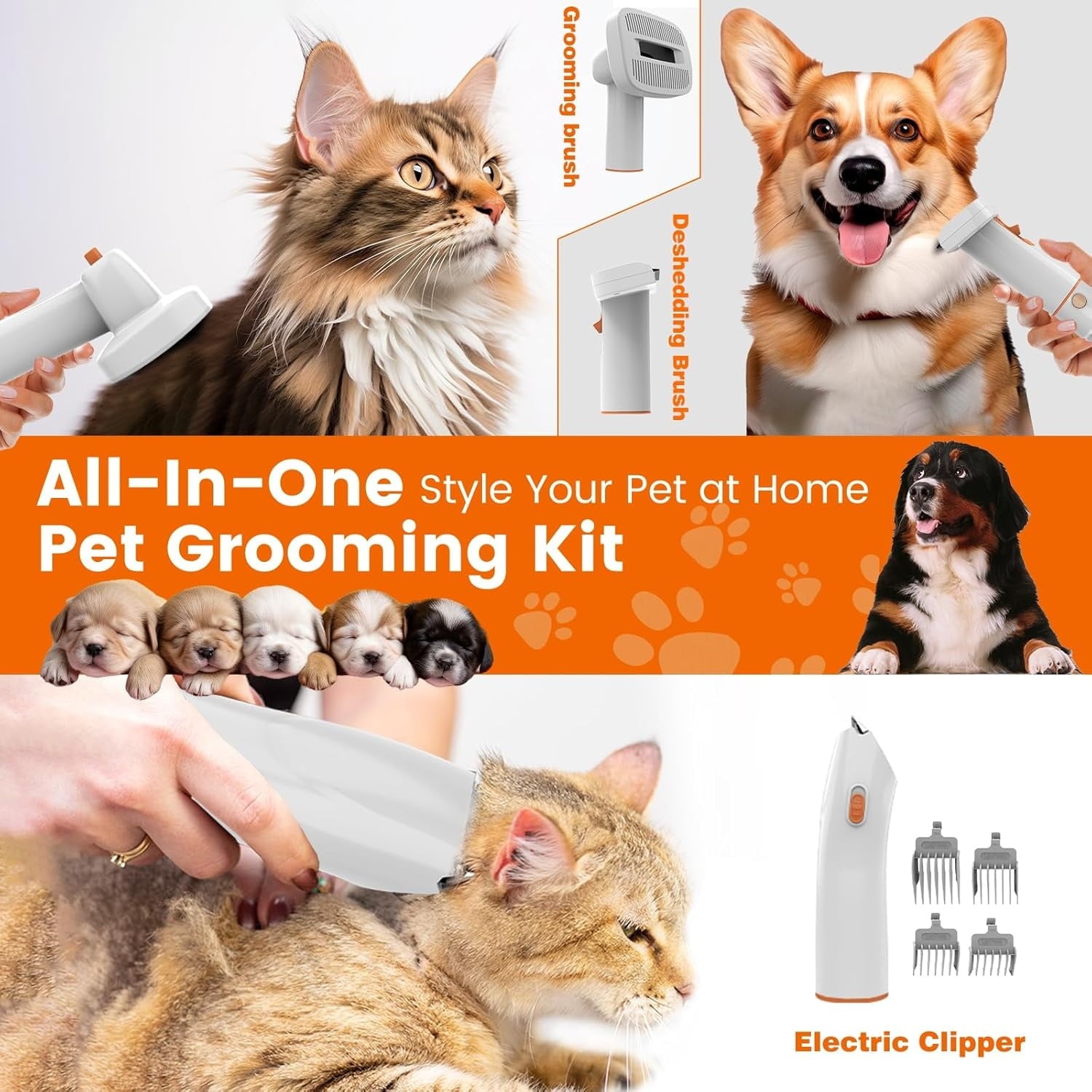 "Dog Grooming Vacuum, Dog Grooming Kit with Pet Clippers, 12,000Pa Pet Hair Vacuum for Dogs, Low Noise Home Cleaning Tool in 1, PG10 "