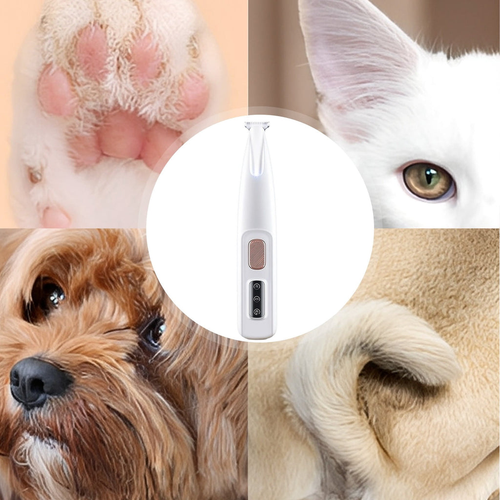 Barhoo Multifunctional Pet Grooming Trimmer Rechargeable Low Noise Hair Clipper with Led Light Precision Shaver for Dogs Cats Ears Face Paws Buttocks Cordless Electric Pet Grooming Kit Waterproof