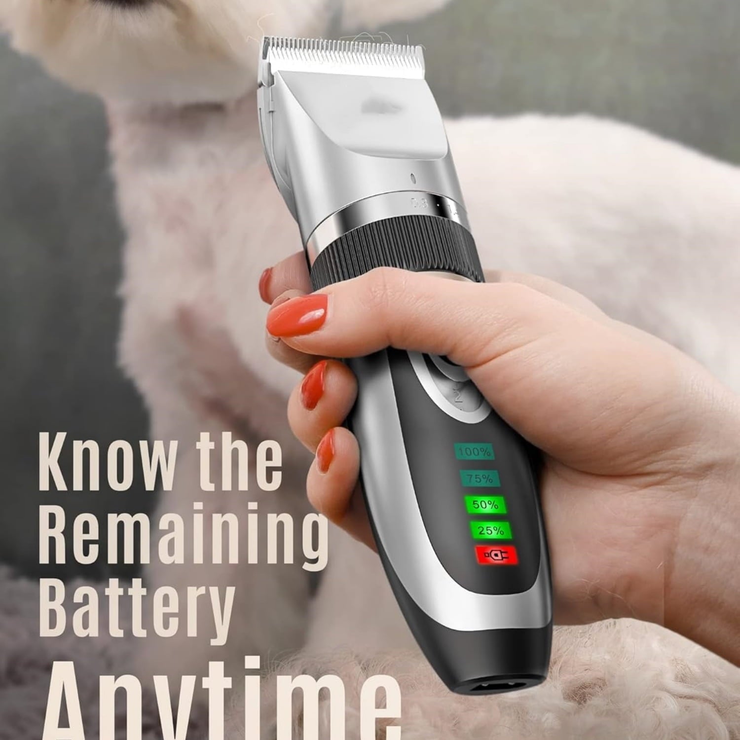 Low Noise 2-Speed Quiet Dog Grooming Kit - Rechargeable Cordless Pet Hair Clipper Trimmer Shaver for Small and Large Dogs, Cats and Animals