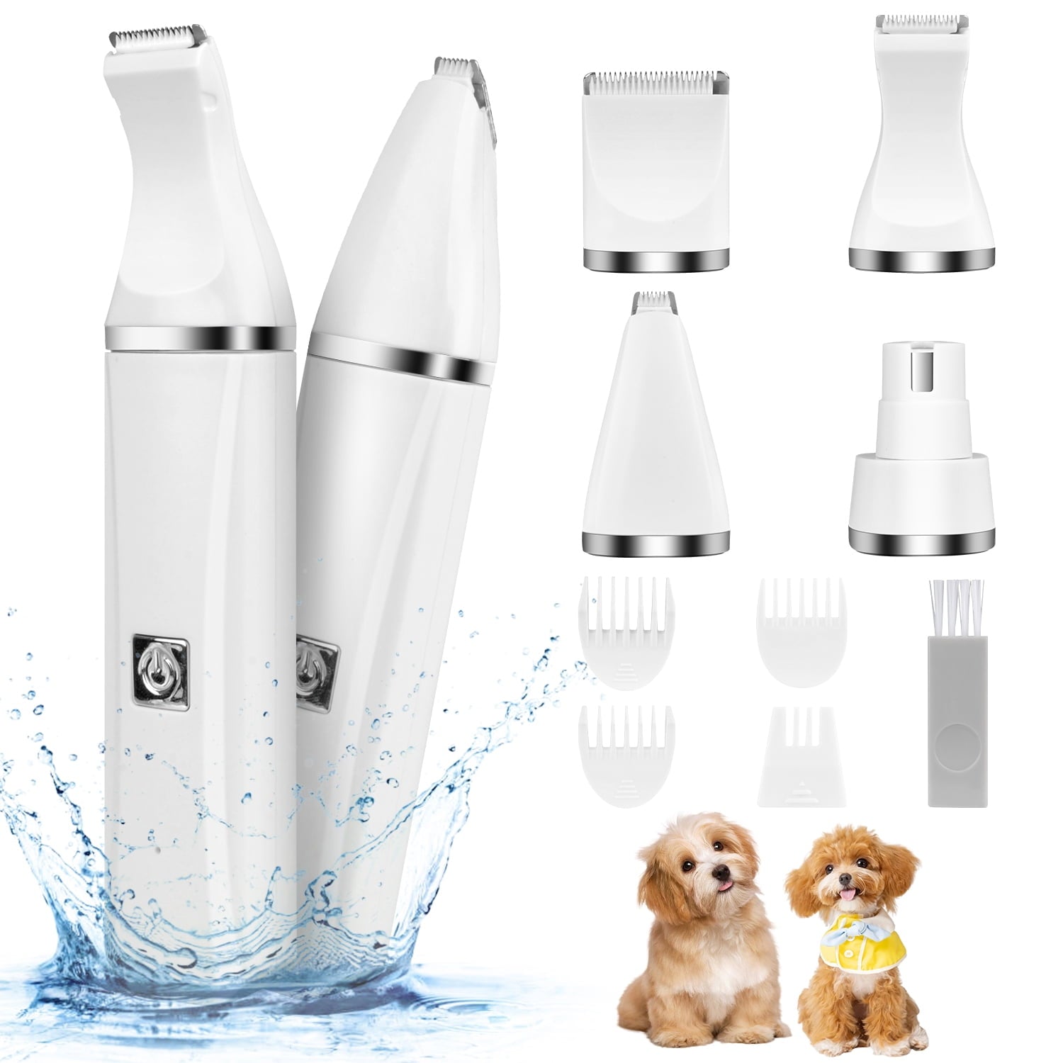 ABCPOW Dog Clippers Pet Grooming Kit,Professional Pet Hair Clipper with Comb Guides Low Noise Paw Trimmer,Rechargeable Cordless Electric Quiet Nail Grinder Shaver for Dogs Cats and Other Pets Animals