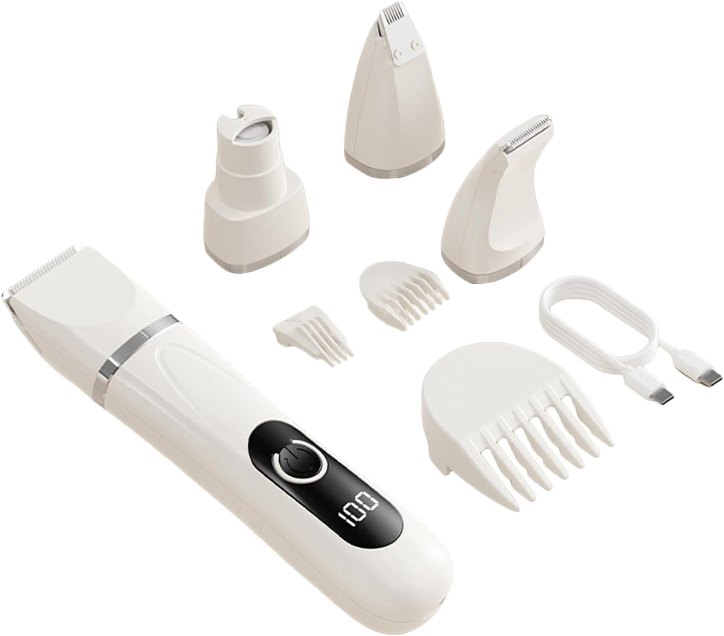 Dog Clippers for Grooming – 4-in-1 Quiet Electric USB Rechargeable Pet Grooming Kit with Grinder – Paw & Claw Trimming for Puppies, Dachshund & Small Breeds, Indoor Home Use