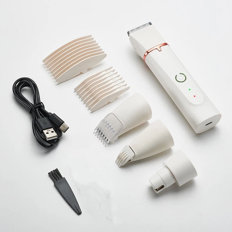 Dog Grooming Kit & Clipper - Low Noise, Cordless & Rechargeable Electric Pet Groomer, 4-in-1 Safe Trimmer for Dogs/Cats - Gentle on Paws, Face, Ears & Sensitive Areas