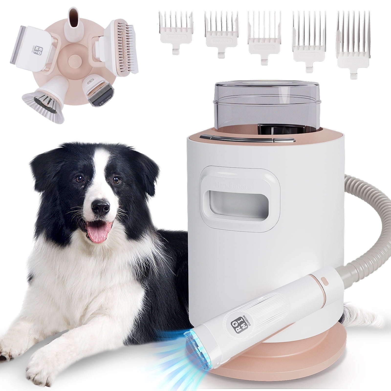 Dog Grooming Kit with Pet Grooming Vacuum 10000pa Low Noise 5 Pet Grooming Tools,og Clipper, Shedding Brush, Cleaning Tool in 1, for Cat Dog
