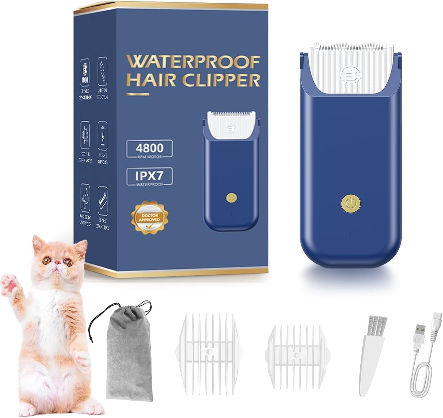 Electric Mini Cat Grooming Kit, Rechargeable Type C Pet Cat Clipper for Matted Fur Cordless, Lightweight Pet Shavers for Kitty/Puppy/Rabbits/Small Pets