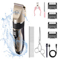 Somnr Electric Quiet Dog Hair Trimmer Set, Professional Rechargeable Cordless Cat Shaver and Low Noise Pet Grooming Kit Dog Hair Clippers Tool with Scissors Combs