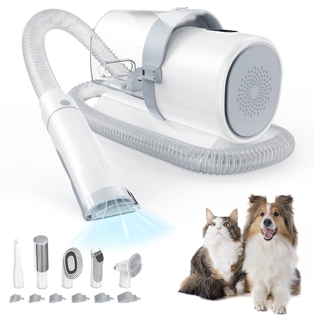 MCQ Dog Grooming Vacuum Kit 5-in-1 Electric Pet Trimmer, 2.5L Dust Box, Low Noise, White