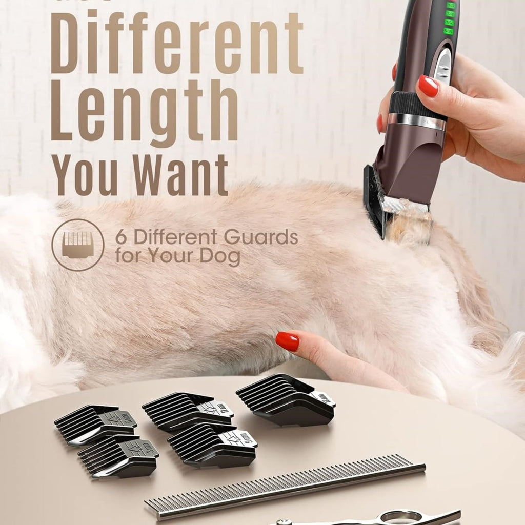 Low Noise Dog Clippers, 2-Speed Quiet Grooming Kit Rechargeable Cordless Pet Hair Clipper Trimmer Shaver for Small and Large Dogs Cats Animals