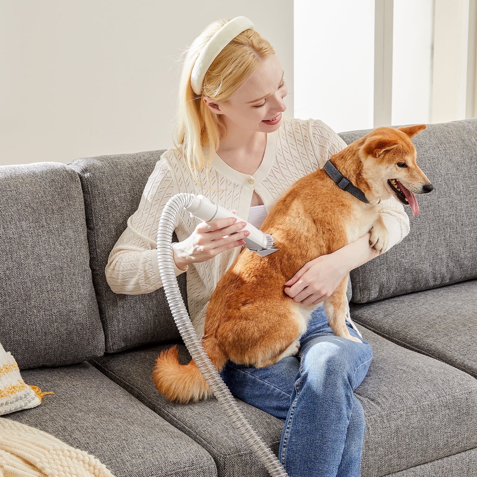 MCQ 5 in 1 Dog Grooming Vacuum Kit: Electric Pet Trimmer Clipper with 2.5L Dust Box, Ultra-Quiet Operation