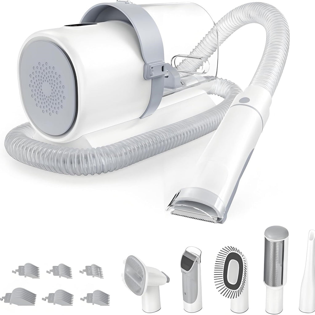 Professional Pet Grooming Vacuum Kit, 2.5L Cup, 3 Suction Modes, and 5 Groomer Tools with Cordless Low Noise Dog Clippers for Cats, Other Animals Hair Trimmer