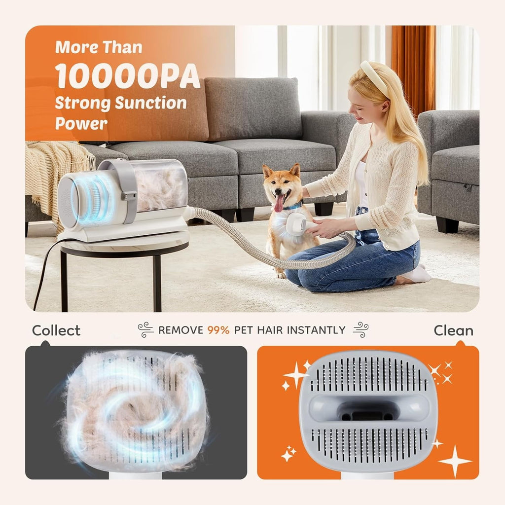 Professional Pet Grooming Vacuum Kit with Cordless Low Noise Dog Clippers, 2.5L Cup, 3 Suction Modes, and 5 Groomer Tools for Cats, Other Animals Hair Trimmer