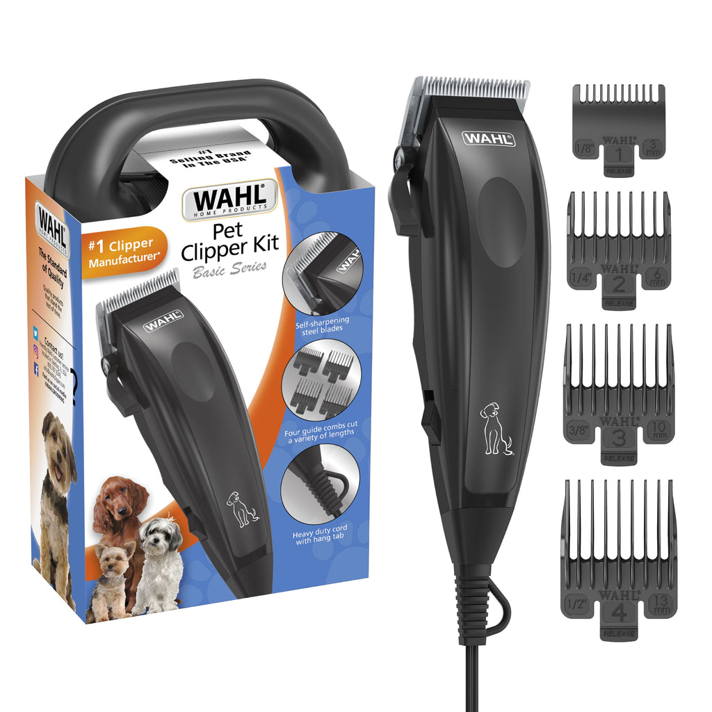 Wahl Basic Series Touch up Corded Pet Clipper, 10 Piece Dog Grooming Kit Black - 9653-1101