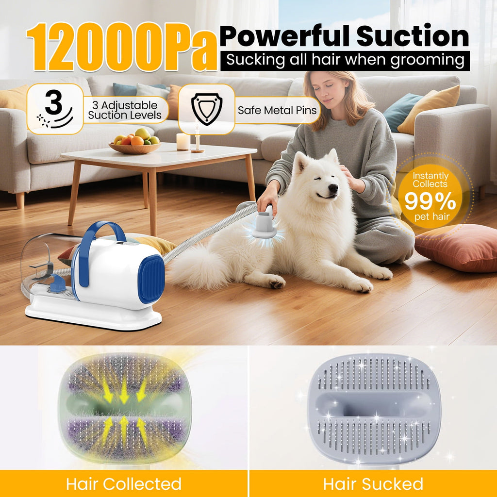 AIRROBO GP04 Dog Grooming Kit, 5 Grooming Tools, Pet Grooming Vacuum, Dog Clippers Kit, Low noise