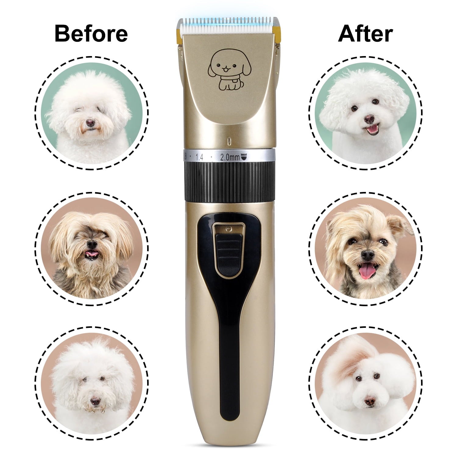 Rechargeable Cordless Dogs Cats Grooming Clippers,Professional Pet Hair Clippers with Comb Guides Low Noise Quiet Dog Shaver Electric Hair Clipper Set for Dogs Cats Horses Animals Pet Grooming Kit