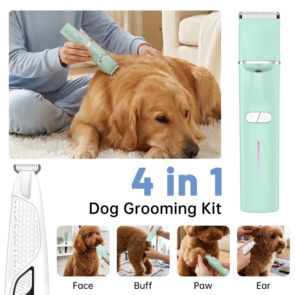 Dog Grooming Kit, Dog Clippers for Grooming for Thick Curly Coats, Professional Pet Hair Shaver Paw Trimmer Cordless Rechargeable Low Noise for Dogs Cats Animals Face Ear