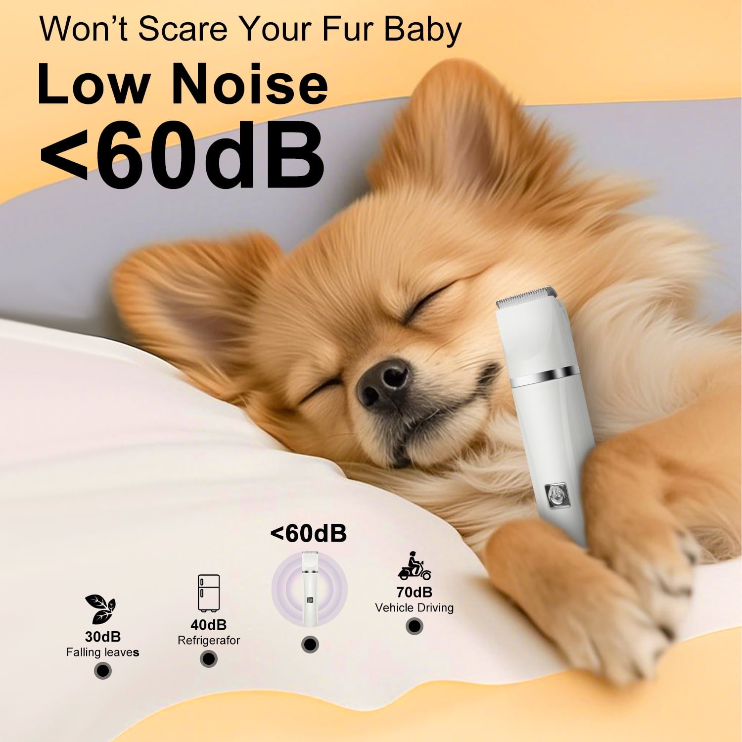 ABCPOW Dog Clippers Pet Grooming Kit,Professional Pet Hair Clipper with Comb Guides Low Noise Paw Trimmer,Rechargeable Cordless Electric Quiet Nail Grinder Shaver for Dogs Cats and Other Pets Animals