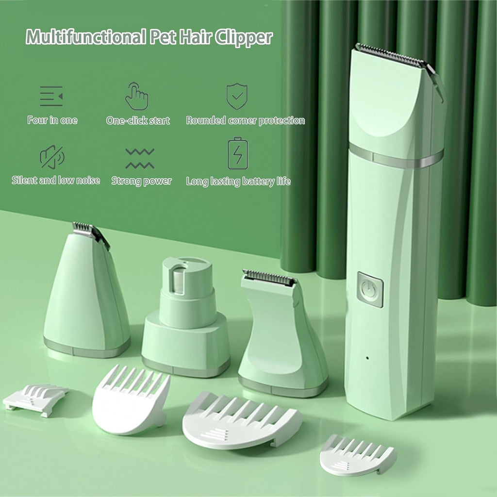 SONGAUN Lettuce Pets Grooming Set,Pet Pro with Ceramic Blades,Pet Pro 4 Different Blades, Dog Grooming Kit,4 in 1 Cordless Electric Trimmer for Grooming Paws, Eyes, Ears, Face (Green)