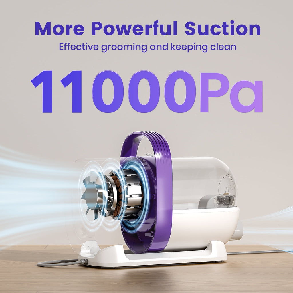 Oneisall LM3 Dog Grooming Vacuum, 8-in-1 Dog Grooming Kit, 11000Pa Super Suction Dog Hair Vacuum for Shedding Dogs Cats Hair, Purple