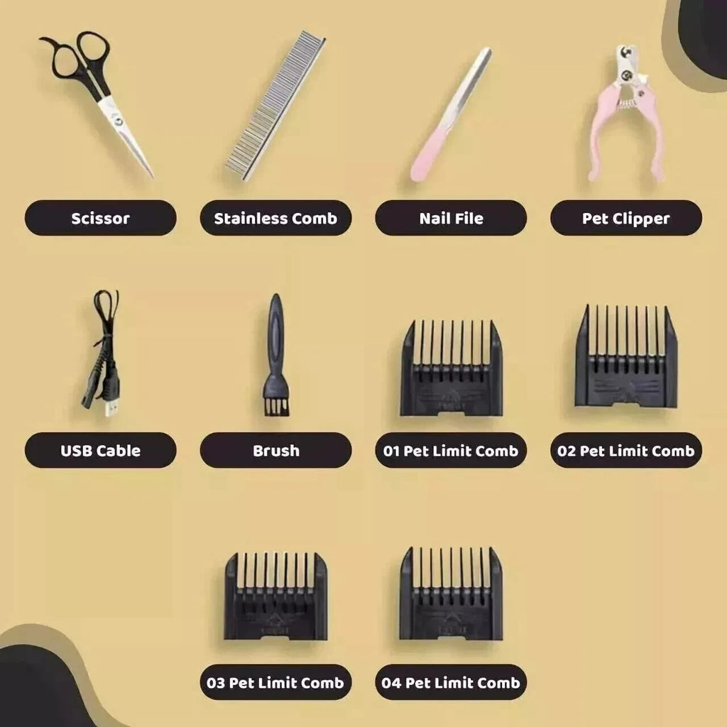 Rechargeable Cordless Dogs Cats Horse Grooming Clippers - Professional Pet Hair Clippers with Comb Guides for Dogs Cats Horses and Other House Animals Pet Grooming Kit