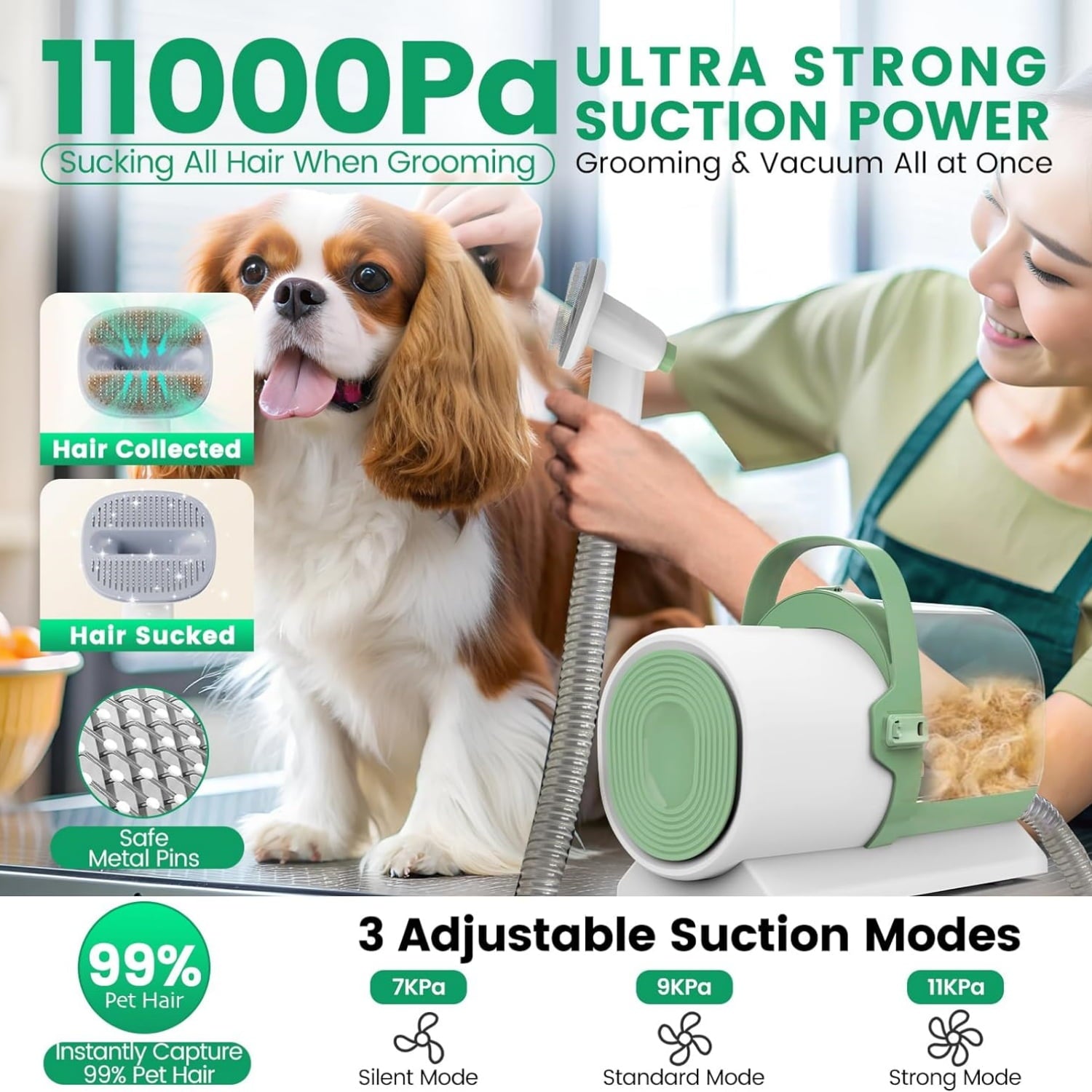 "Dog Grooming Vacuum, Pet Grooming Kit with Clipper Nail Trimmer Grinder, 2.5L Dust Cup 7 Grooming Tools 11000Pa Dog Hair Vacuum for Shedding Grooming, Home Cleaning, PG50 Plus "