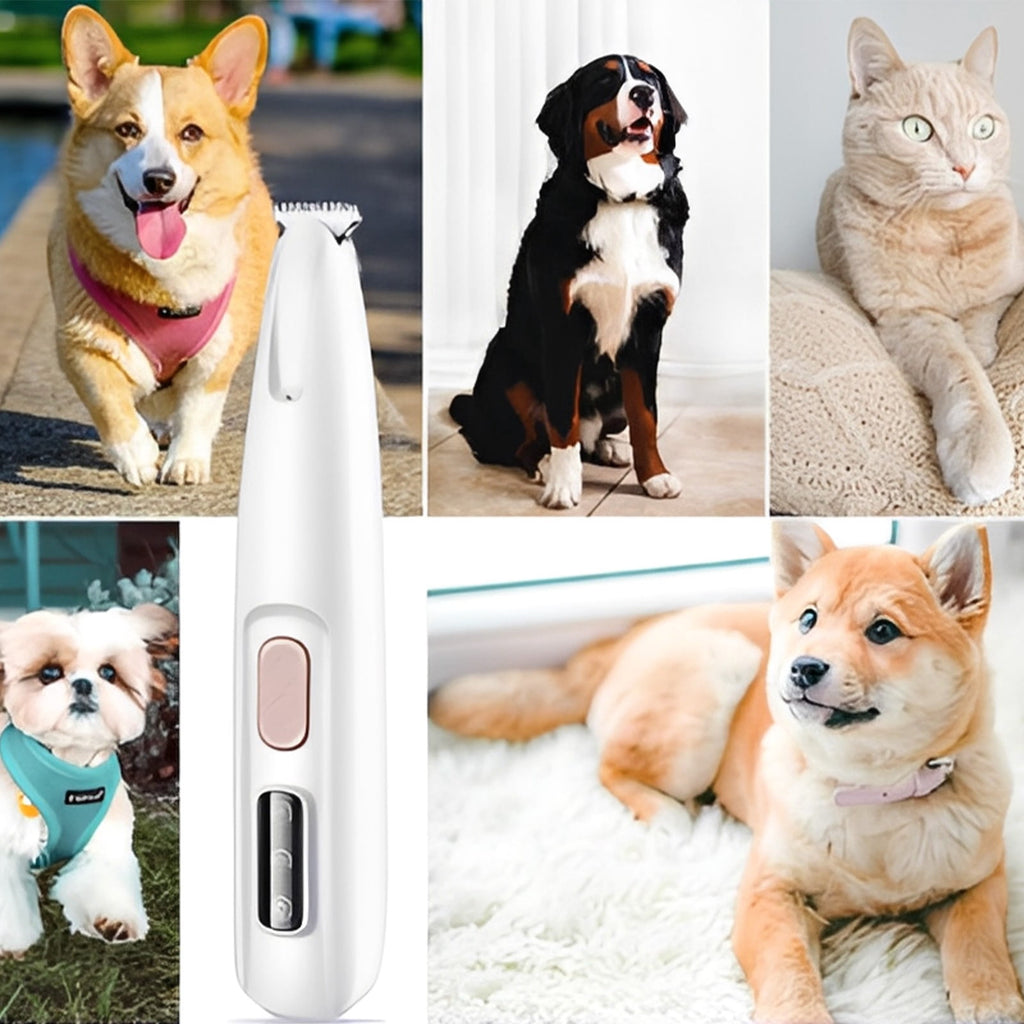 Barhoo Multifunctional Pet Grooming Trimmer Rechargeable Low Noise Hair Clipper with Led Light Precision Shaver for Dogs Cats Ears Face Paws Buttocks Cordless Electric Pet Grooming Kit Waterproof